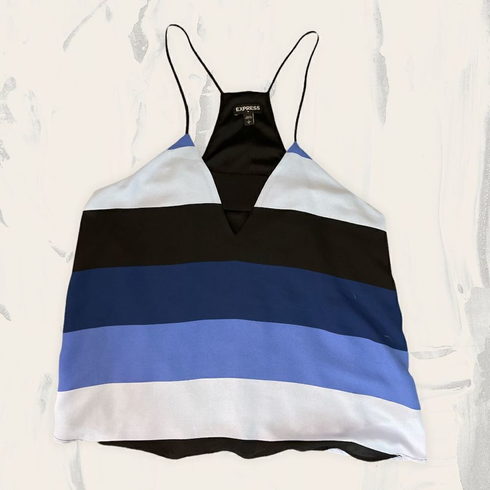 Express Sleeveless Striped Top - Size S - Black/Blue
